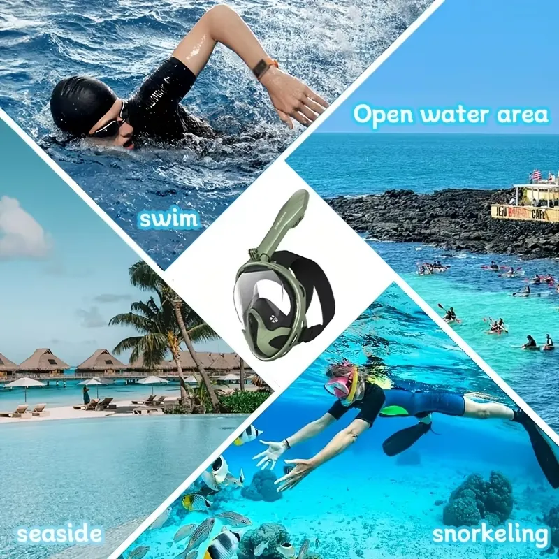Snorkel Mask Full Face - قناع غطس كامل للوجه للبالغين 180