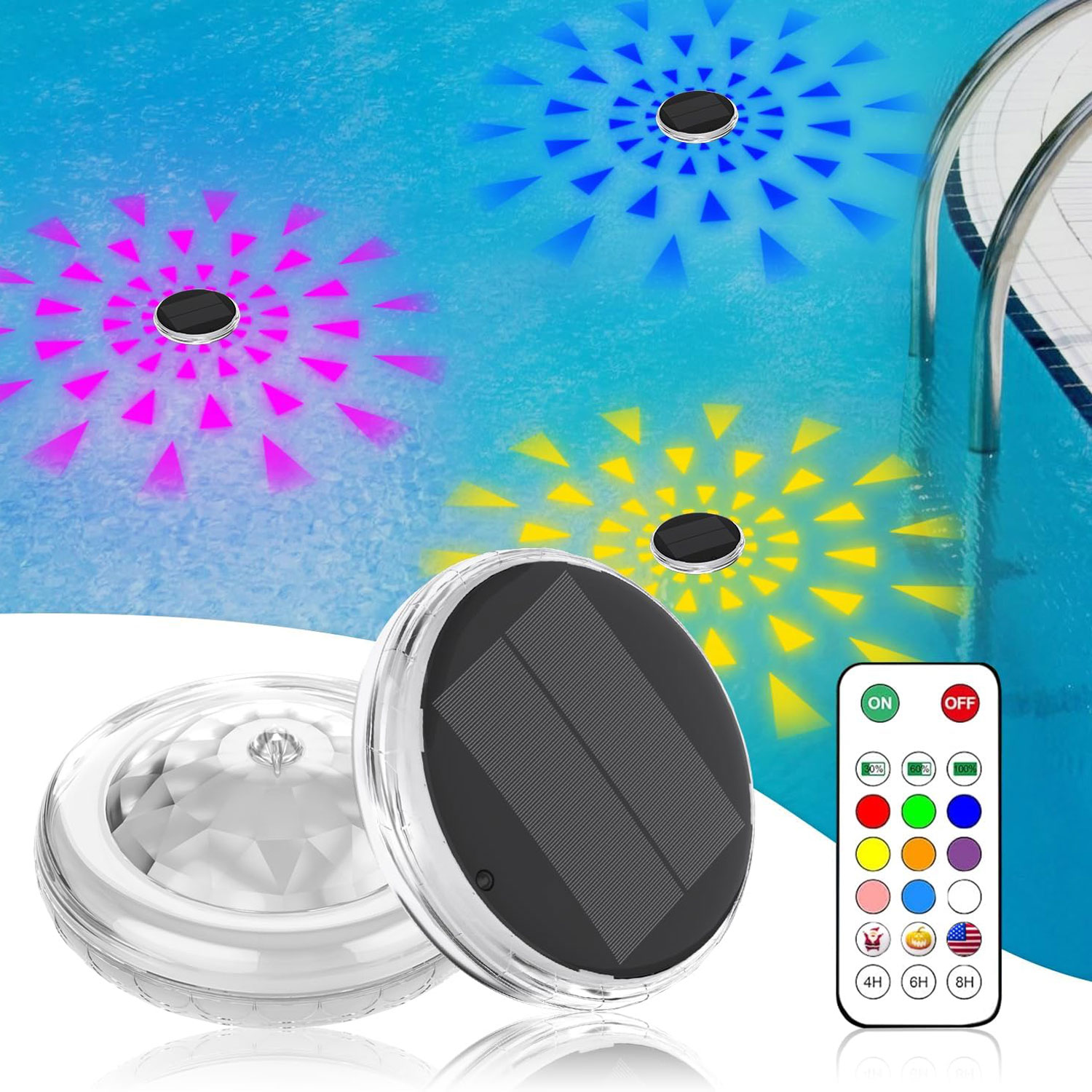 Pool Light Solar Rechargeable - أضواء حمام السباحة، عائمة بالطاقة الشمسية