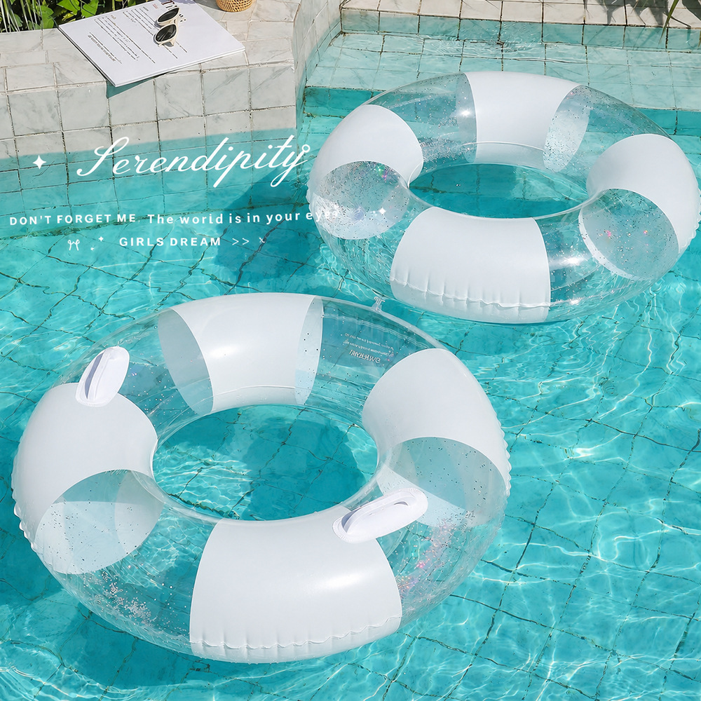 Pool Float Ring Inflatable - حلقة سباحة شفافة للكبار، حلقة طفو