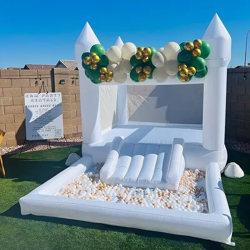 Water Slide Inflatable - قلعة نطاطية قابلة للنفخ بيضاء اللون