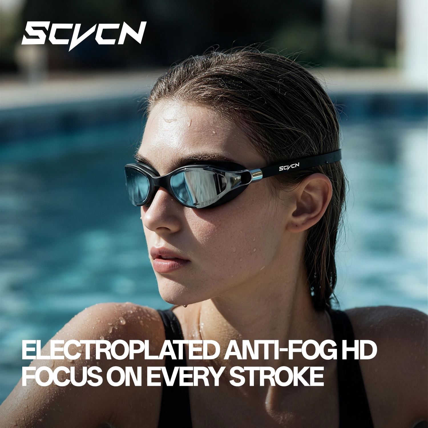 Swim Goggles Anti Fog Uv - نظارات سباحة احترافية من SCVCN، مقاومة