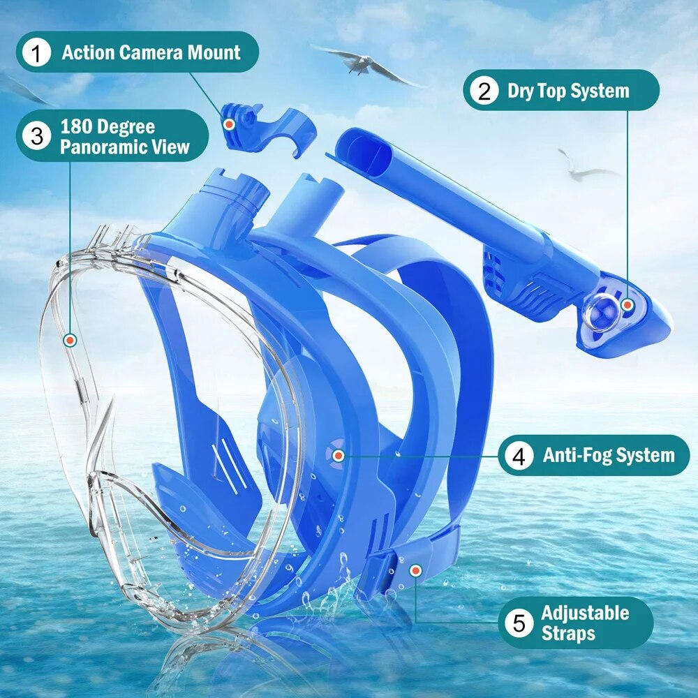 تحت الماء الغوص كامل الوجه الأ - مراجعة Snorkel Mask Full Face وسعره