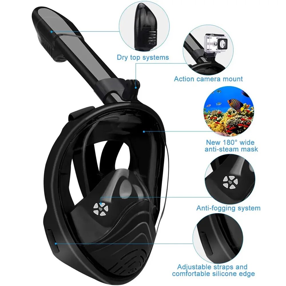 تحت الماء الغوص كامل الوجه الأ - مراجعة Snorkel Mask Full Face وسعره