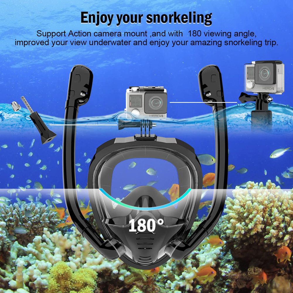 قناع غطس لكامل الوجه 180 ° رؤي - مراجعة Snorkel Mask Full Face وسعره