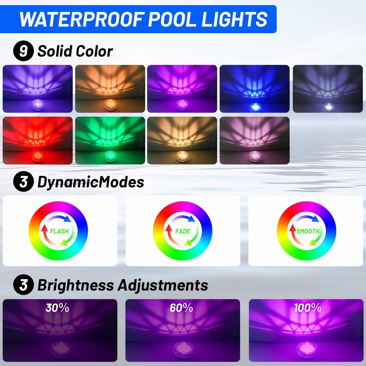 أضواء حمام السباحة، عائمة بالط - مراجعة Pool Light Solar Rechargeable وسعره