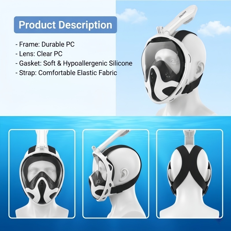 قناع غطس كامل للوجه من XIAOTRE - مراجعة Snorkel Mask Full Face وسعره