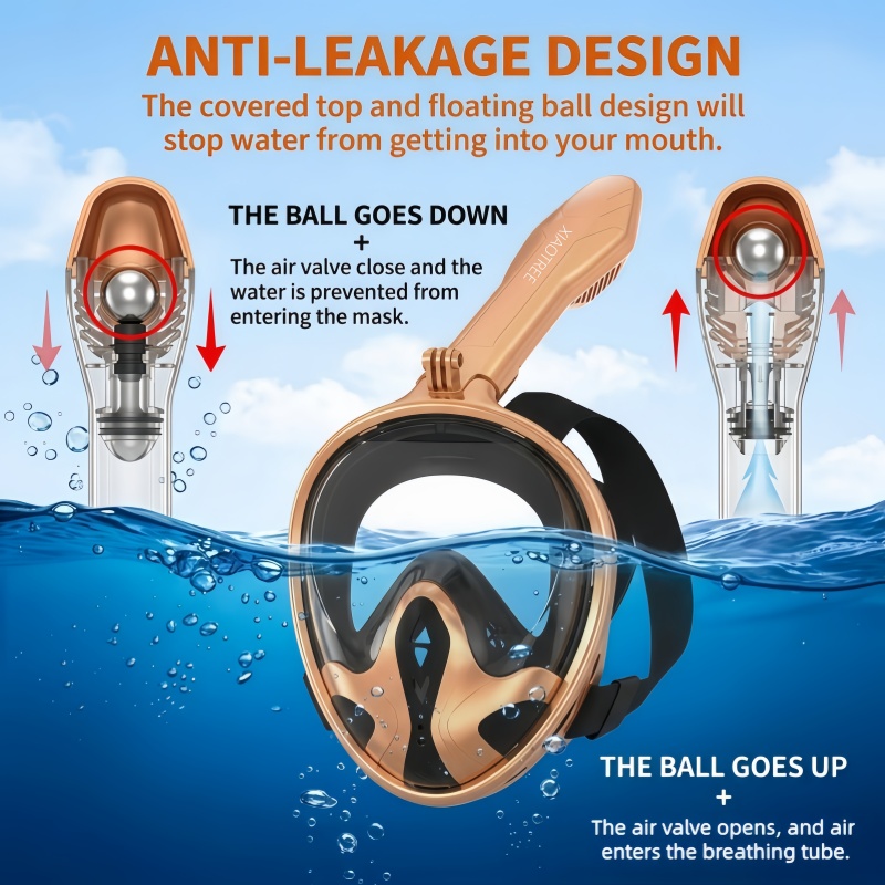 قناع غطس كامل للوجه من XIAOTRE - مراجعة Snorkel Mask Full Face وسعره