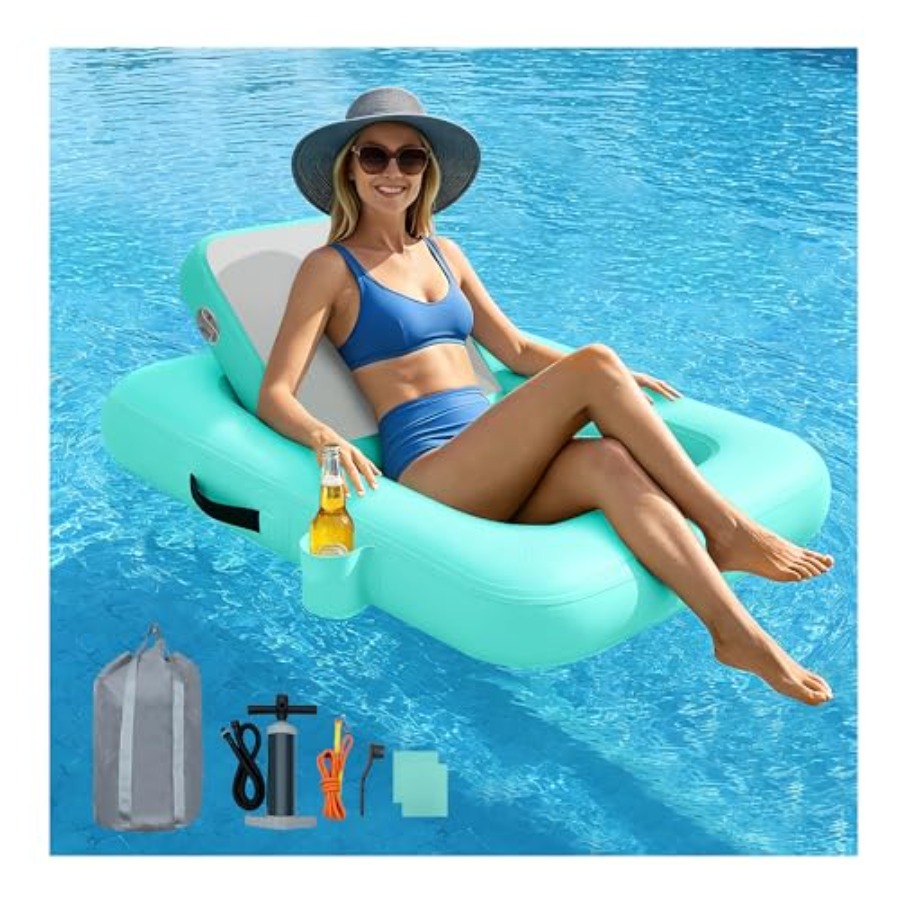 كراسي عائمة مع مسند ظهر، كرسي  - مراجعة Pool Lounger Inflatable وسعره